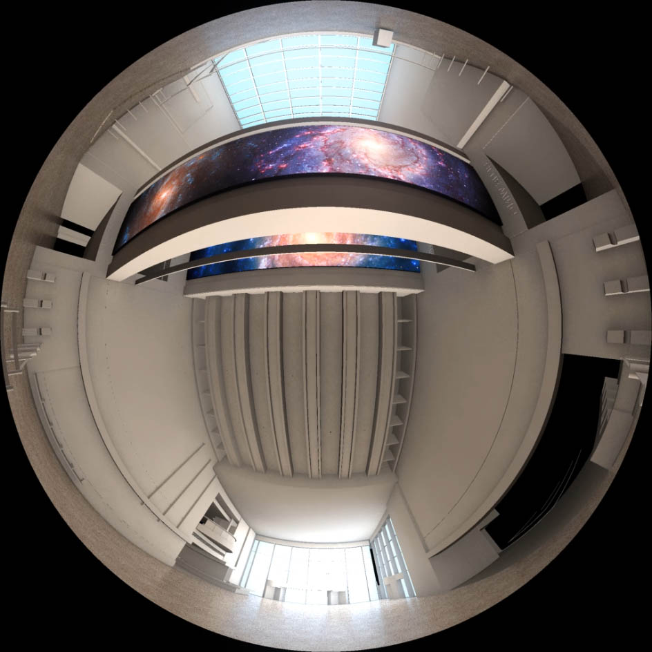 Testing the LED screens within the Museum of Science lobby.