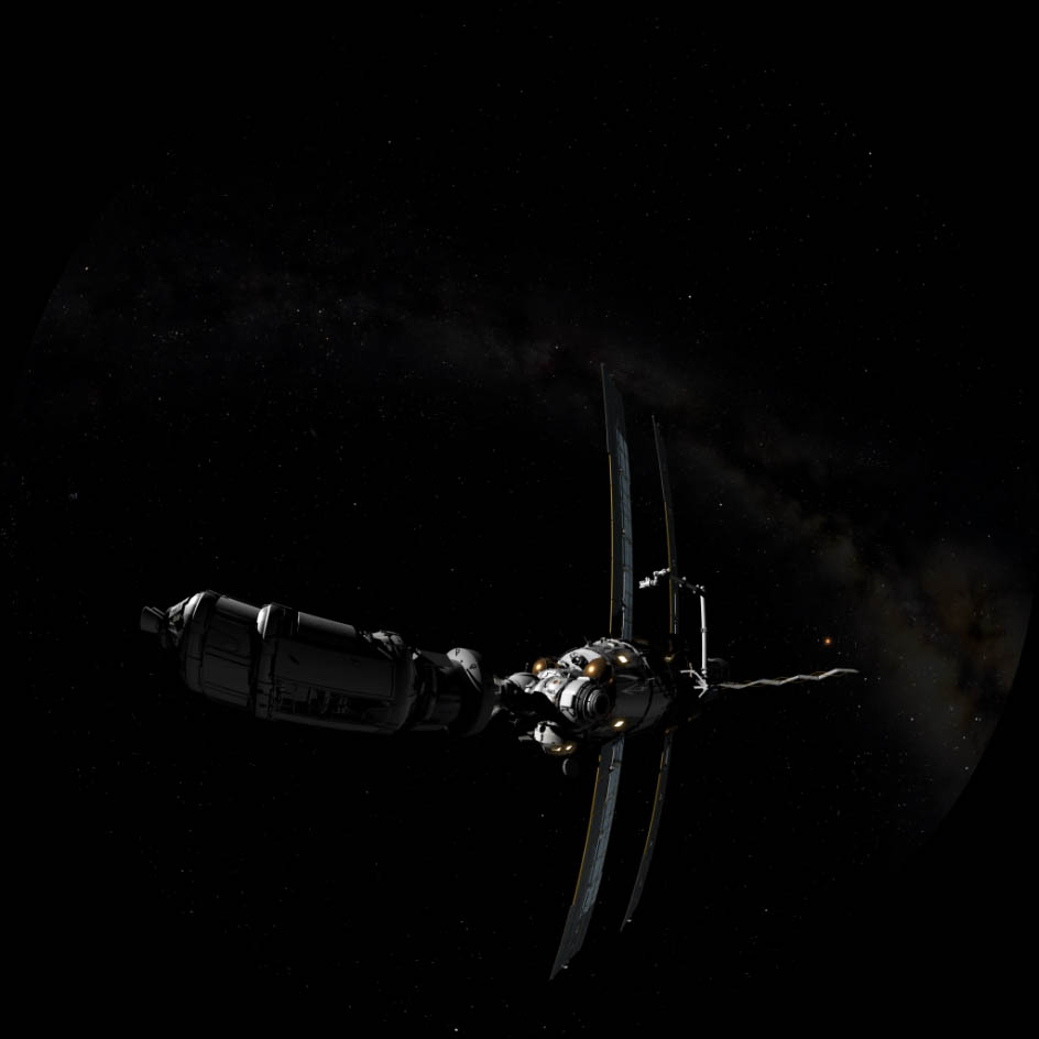 Imaginary spacecraft traveling to Mars.