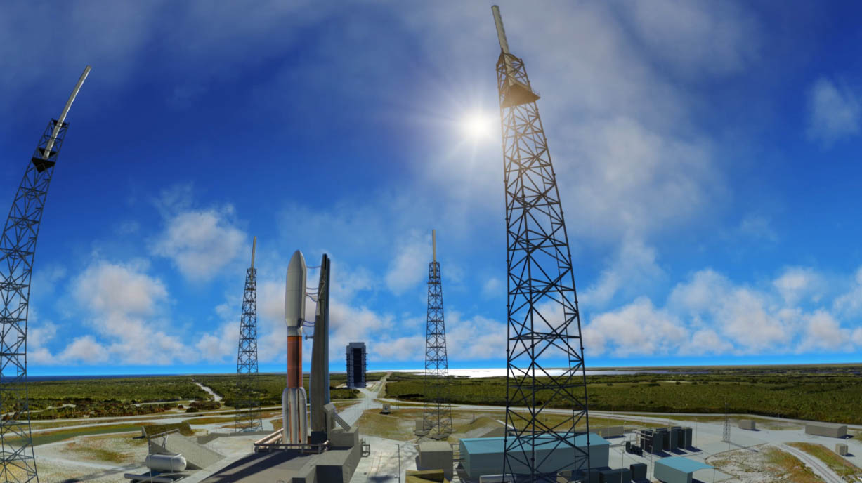 On the rocket pad of the Atlas rocket.