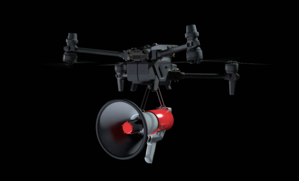 Quadcopter with a megaphone.