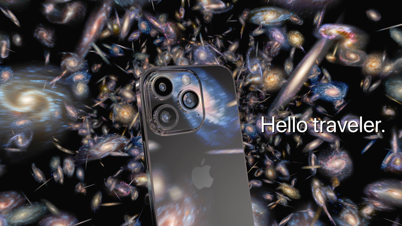 iPhone floating among galaxies.