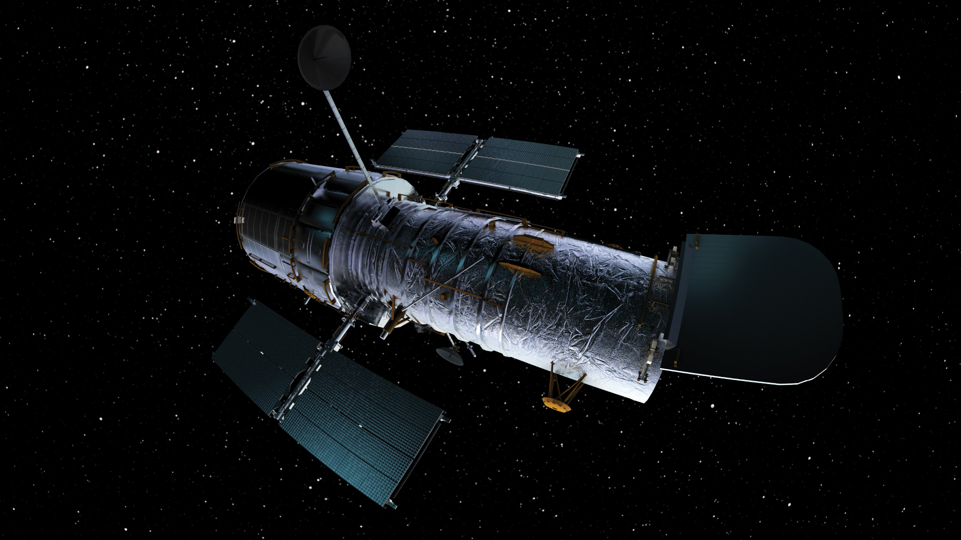 Hubble Space Telescope orbiting around Earth.