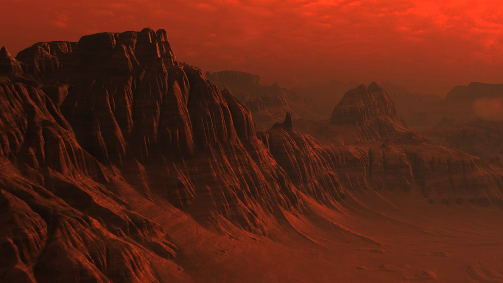 The thick atmosphere of Titan.